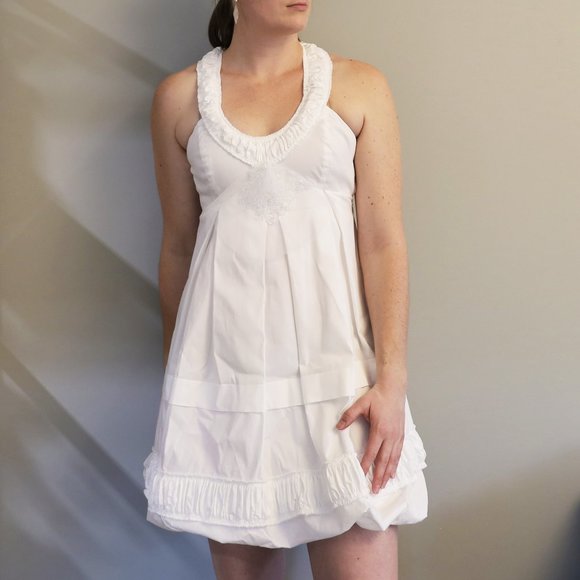 Vera Wang Lavender Label White Bubble Bottom Empire Dress - Picture 3 of 13